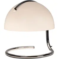 Näve Tischleuchten - Tischleuchte "BURANO" H: 25cm weiß, Tischlampe im Retro Style, aus Metall und Glas in weiß, 25 cm hoch, Ø 23,5 cm, E27-Fassung – Schnurschalter