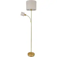 Näve Stehleuchte - Stehleuchte "FILOMENA" H: 165cm beige, Stehlampe im Modern Style, aus Metall, Kunststoff und Textilmaterial in messingmatt, 165 cm hoch, Ø 30 cm, E27-Fassung – Druckschalter
