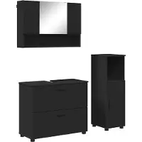 vidaXL Badezimmermöbel-Set 3 stk. Schwarz 76,5 x 35 x 64 cm