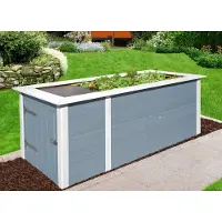 Weka Hochbeet , grau (grau, weiß), B:205cm H:81cm T:79cm, Massivholz, Pflanzgefäße, Hochbeet, BxTxH: 205x80x81 cm, mit Anbauschrank