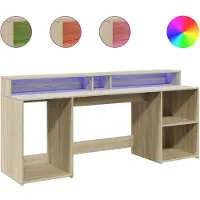 vidaXL LED-Schreibtisch Sonoma-Eiche 200x55x91 cm Holzwerkstoff