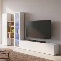 Dmora Wohnwand Eugenio 320x30x180 cm Weiß, 15 Regale