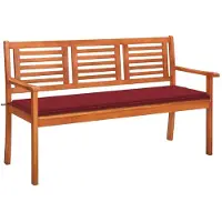 vidaXL 3-Sitzer-Gartenbank mit Auflage 150 cm Massivholz Eukalyptus