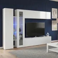 Dmora Wohnwand 280x30x180h cm Weiß, 15 Regale