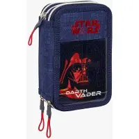 Star Wars Gefülltes Dreifach-Federmäppchen 37 Teile, Blau