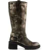 Lazamani Salome Damen Leder Biker-Boots Pewter Größe 39