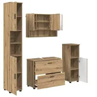 vidaXL Badezimmermöbel-Set 4 pcs Artisan-Eiche Sperrholz und Metall