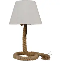 Näve Tischleuchten - Tischleuchte "ROPE" inkl. Textilschirm H: 40cm, Tischlampe im Landhaus Stil, aus Metall und Textilmaterial in weiß, 40 cm hoch, Ø 24 cm, E27-Fassung – Schnurschalter