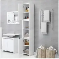 vidaXL Badezimmerschrank Weiß 30x30x183,5 cm Holzwerkstoff