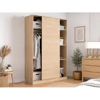 Dmora Kleiderschrank Dcapuan, Garderobe für Schlafzimmer, Kleiderschrank mit 2 Schiebetüren, 120x50h204 cm, Eiche
