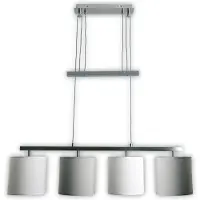 Näve Pendelleuchte - 4er Pendelleuchte "TILDE" L: 86cm grau/weiß, Hängelampe im Scandi Style, ausMetall, Kunststoff und Textilmaterial in grau, 116 cm hoch, Maße 86 x 15 cm, E27-Fassung