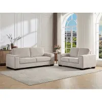 Vente-unique 3-Sitzer und 2-Sitzer Sofas – Strukturstoff – Beige – EMBAPO