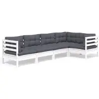 vidaXL 5-tlg. Garten-Lounge-Set mit Kissen Weiß Kiefernholz