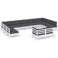 vidaXL 12-tlg. Garten-Lounge-Set mit Kissen Weiß Kiefer Massivholz