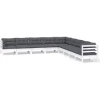vidaXL 9-tlg. Garten-Lounge-Set mit Kissen Weiß Kiefer Massivholz