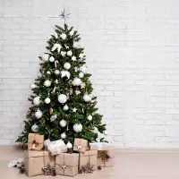 Dmora Weihnachtsbaum 210 cm Amsterdam, Künstliche Kiefer, Realistischer Baum, Tannenbaum, 109x109 h210 cm, Grün