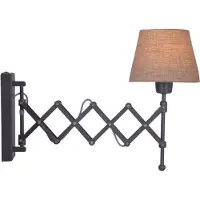 Näve Wandleuchten - Scherenwandleuchte "ADRIENNE" max. a: 23-49cm natur, Wandlampe im Landhaus Stil, ausMetall, Kunststoff und Textilmaterial in braun, 33 cm hoch, Maße 23 x 23 cm, E27-Fassung