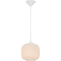 Näve Pendelleuchte - Pendelleuchte "GENEVA" Ø: 20cm weiß, Hängelampe im Scandi Style, ausMetall, Glas und Kunststoff in weiß, 128 cm hoch, Maße 20 x 20 cm, E27-Fassung