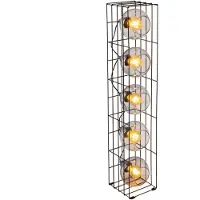 Näve Stehleuchte - Glas-Stehleuchte "CESTA" h: 95cm, Stehlampe im Industrial Style, ausMetall und Glas in schwarz, 95 cm hoch, Maße 18 x 18 cm, E27-Fassung – Druckschalter