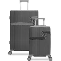 Bhppy Kofferset 2-teilig - Handgepäck Koffer 28L- Reisekoffer 86L - Hartschale Trolley Koffer - TSA-Zahlenschloss - Cool Gray