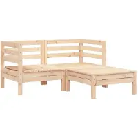 vidaXL Gartensofa 2-Sitzer mit Hocker Massivholz Kiefer