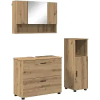 vidaXL Badezimmermöbel-Set 3 Stk. Artisan-Eiche 76,5 x 35 x 64 cm