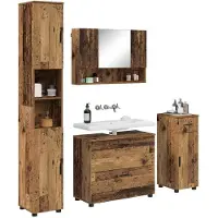 vidaXL Badezimmermöbel-Set 4 Stk. Altholz Sperrholz und Metall