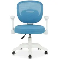 Idimex Schreibtischstuhl für Kinder AMELIA höhenverstellbar, Blau – ergonomischer Bürostuhl für Kinderzimmer, atmungsaktive Mesh Rückenlehne & weißes Fußkreuz mit 5 Rollen