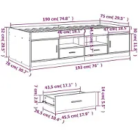 vidaXL Tagesbett mit Schubladen ohne Matratze Räuchereiche 75x190 cm