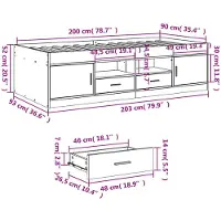 vidaXL Tagesbett mit Schubladen ohne Matratze Räuchereiche 90x200 cm
