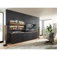 Freiraum Wohnwand >Core< (3-teilig) in schwarz matt / Artisan Nachbildung - 240x77x44 (BxHxT)