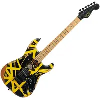Evh Limited Edition Striped Series Frankenstein Frankie MN schwarz mit gelben Streifen gealtert