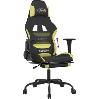 vidaXL Gaming-Stuhl mit Fußstütze Schwarz und Hellgrün Stoff
