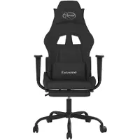 vidaXL Gaming-Stuhl mit Massage & Fußstütze Schwarz Stoff