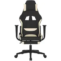 vidaXL Gaming-Stuhl mit Fußstütze Schwarz und Creme Stoff