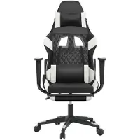 vidaXL Gaming-Stuhl mit Fußstütze Schwarz und Weiß Kunstleder
