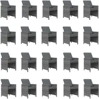 vidaXL 21-tlg. Garten-Essgruppe mit Kissen Poly Rattan Grau