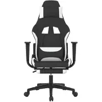 vidaXL Gaming-Stuhl mit Fußstütze Schwarz und Weiß Stoff
