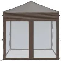vidaXL Partyzelt Faltbar mit Seitenwänden Taupe 2x2 m