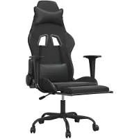 vidaXL Gaming-Stuhl mit Fußstütze Schwarz Kunstleder