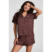 Hunkemoller Pyjama-Shorts Satin Braun