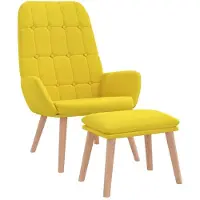 vidaXL Relaxsessel mit Hocker Hellgelber Stoff