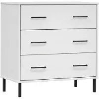vidaXL Sideboard OSLO mit 3 Schubladen Weiß 77x40x79,5 cm Massivholz