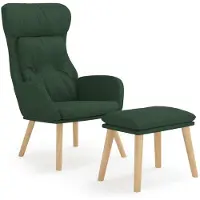 vidaXL Relaxsessel mit Hocker Dunkelgrün Stoff