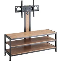 Pro-Tec TV-Halterung mit Fernsehtisch 'Stockholm' 120 x 40 x 108 cm bis 70 Zoll max. 40 kg höhenverstellbar neigbar Schwarz/Eicheoptik