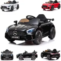 Es-toys Kinder Elektroauto Mercedes AMG GT R Fernbedienung, EVA-Reifen, MP3, USB schwarz