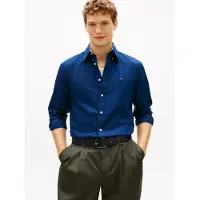 Tommy Hilfiger Langarmhemd "LINEN BLEND SOLID BTD" Regular Fit Leinen