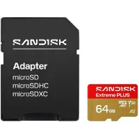 SanDisk microSDXC Extreme Plus 64GB (UHS-I, R200MB/s / W90MB/s, 5K, 4K UHD)