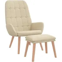 vidaXL Relaxsessel mit Hocker Creme Stoff