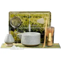 INF Matcha-Tee-Set – 7-teiliges Matcha-Zeremonie-Set aus Kaolin mit grünem Knisterausguss White
